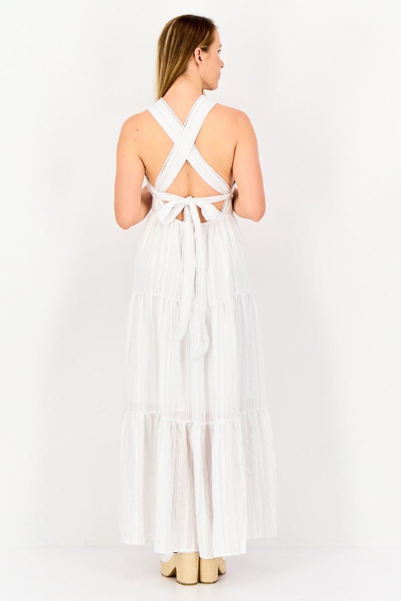 FOREVER 21 Women Stripe Tiered Dress, White - Image 3